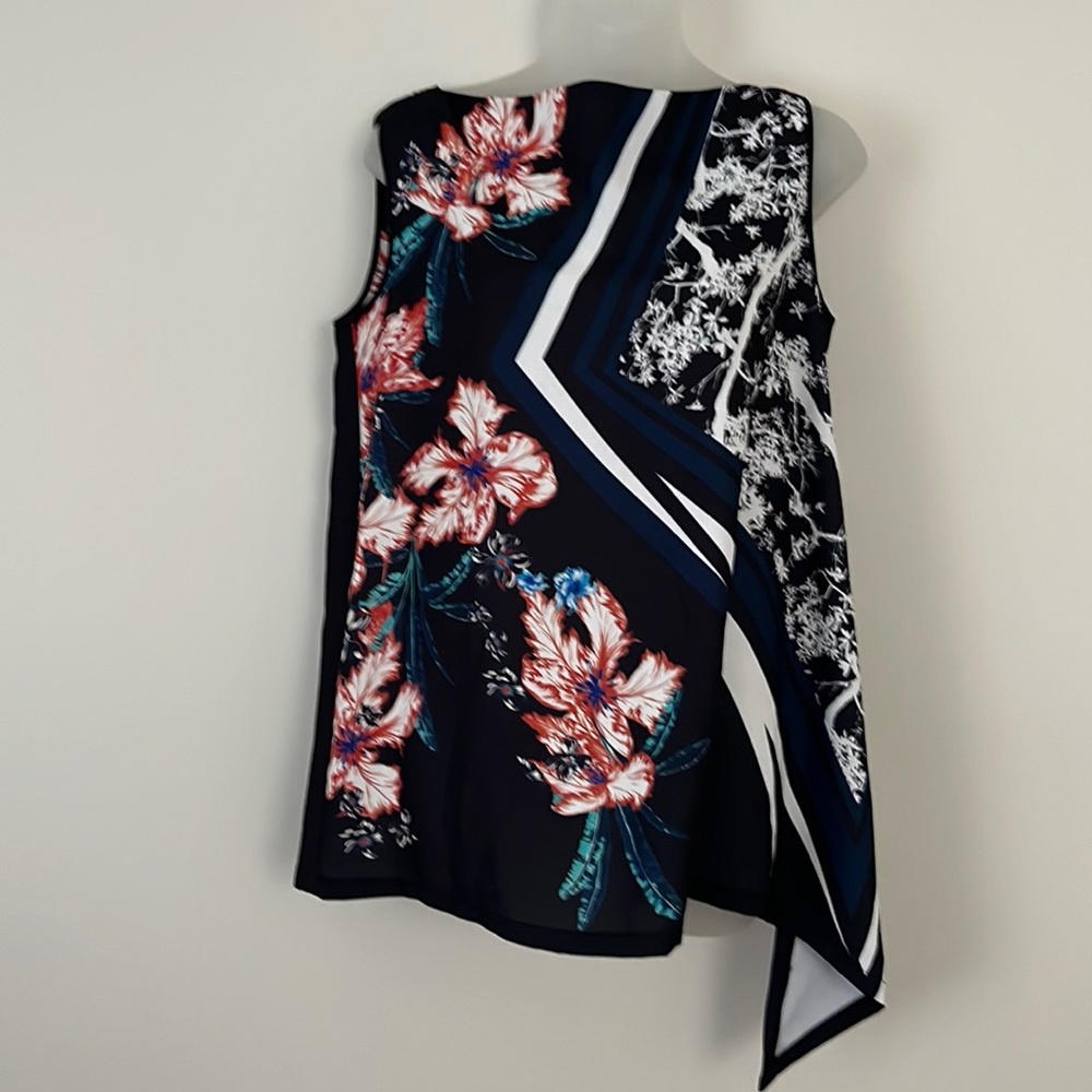 Clover Canyon sleeveless floral asymmetrical top L
